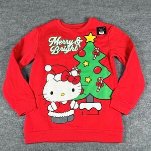 Hello Kitty Graphic Sweatshirt XL Santa Merry Christmas Tree Youth 14/16 Kidcore